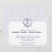 Nautische anker op grijze streep bruiloft uitnodig kaart (Voorkant / Achterkant)