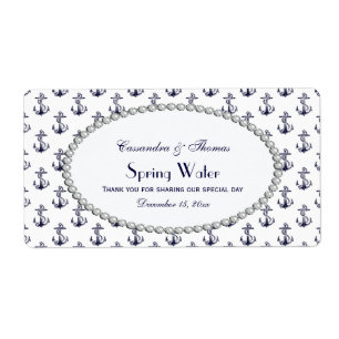 Nautische anker patroon parel 2H waterlabel Etiket