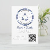 Nautische Anker QR Code Bruiloft Opslaan De Datum Save The Date (Staand voorkant)