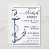 Nautische Anker repetitie bruiloft diner Kaart (Voorkant)