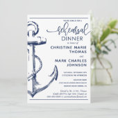 Nautische Anker repetitie bruiloft diner Kaart (Staand voorkant)