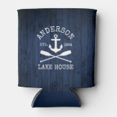 nautische anker riemen blauw hout familie meerhuis blikjeskoeler (Voorkant)