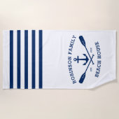 nautische anker riemen familienaam strand huis wit strandlaken (Voorkant)