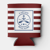 nautische anker riemen kapitein bootnaam gestreept blikjeskoeler (Voorkant)