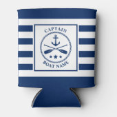 Nautische Anker Riemen Kapitein Bootnaam Navy Stri Blikjeskoeler (Voorkant)