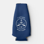 Nautische anker riemen kapitein uw boot naam marin flesjeskoeler (Voorkant)