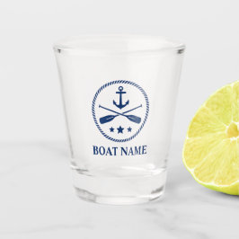 Nautische Anker & Riemen met Uw Bootnaam Shot Glas