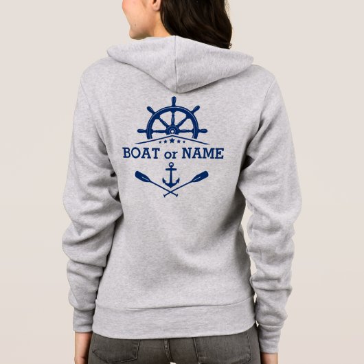 Nautische Anker Riemen Schepen Wiel Helm Boot Naam Hoodie (Achterkant)