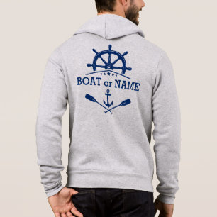 Nautische Anker Riemen Schepen Wiel Helm Boot Naam Hoodie