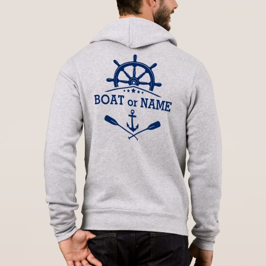 Nautische Anker Riemen Schepen Wiel Helm Boot Naam Hoodie (Achterkant)