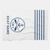 nautische anker riemen sterren boot naam blauw wit theedoek (Horizontaal)