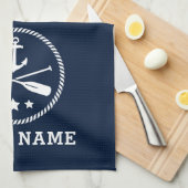 nautische anker riemen sterren bootnaam Zee blauw Theedoek (Quarter Fold)