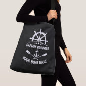 Nautische Anker Riemen Wiel Boot Kapitein Naam Zwa Crossbody Tas (Dichtbij)