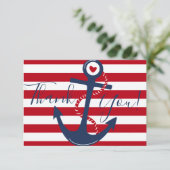 nautische anker rode witte oceaan boot dank u kaart (Staand voorkant)