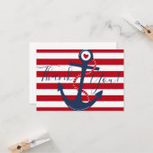 nautische anker rode witte oceaan boot dank u kaart (Voorkant / Achterkant in situ)