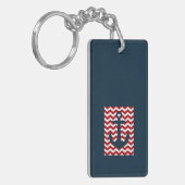 Nautische Anker Rood Wit Blauw BOOT NAAM Kapitein Sleutelhanger (Voorkant Links)