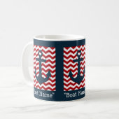 Nautische Anker Rood Wit Blauw Boot Naam Tekst Koffiemok (Voorkant links)