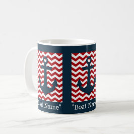 Nautische Anker Rood Wit Blauw Boot Naam Tekst Koffiemok