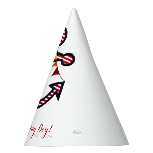 Nautische Anker Rood & Witte Strepen Ahoy Verjaard Feesthoedjes (Rechts)