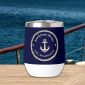 Nautische Anker Rope Navy Blauw Wit Monogram Naam