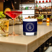 Nautische Anker Rope Navy Blauw Wit Monogram Naam Whisky Glas