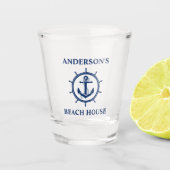 Nautische Anker Rope Wiel Boot Naam Shot Glas (Voorkant)