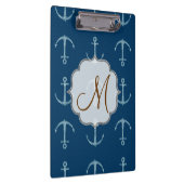 Nautische Anker Sail Monogram Initiaal Clip Board Klembord (Rechts)