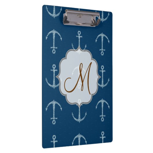 Nautische Anker Sail Monogram Initiaal Clip Board Klembord (Rechts)