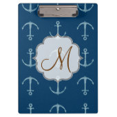 Nautische Anker Sail Monogram Initiaal Clip Board Klembord (Voorkant)