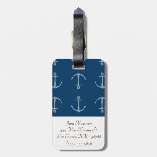 Nautische Anker Sail Sailing Monogram Bagagelabel (Achterkant verticaal)