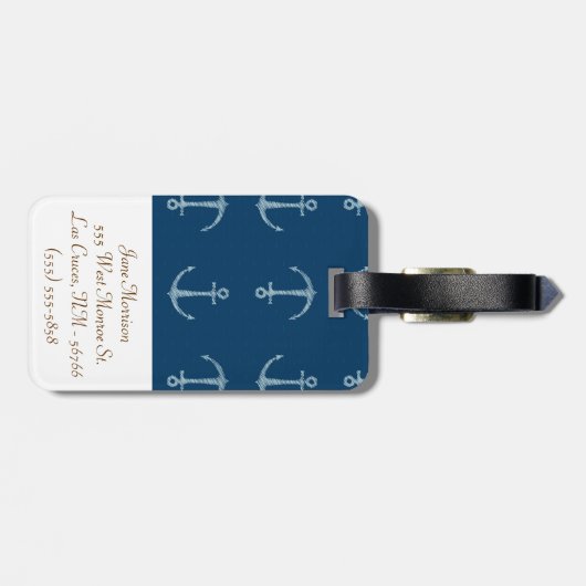 Nautische Anker Sail Sailing Monogram Bagagelabel (Achterkant horizontaal)