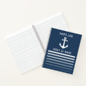 Nautische Anker Ships Log Blue 8.5x11 Notitieboek (Binnen)