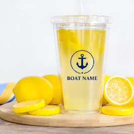 Nautische Anker Star Boot Naam Acryl Drinkbeker