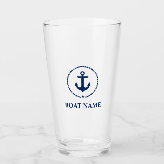 Nautische Anker Star Boot Naam Glas (Voorkant)