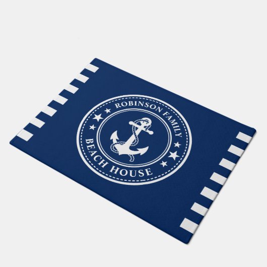 nautische anker sterren familienaam strand huis ma deurmat (Schuin)