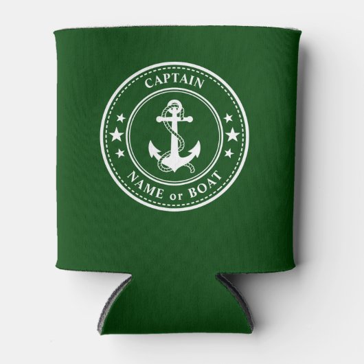 Nautische anker sterren kapitein boot of naam bos blikjeskoeler (Voorkant)