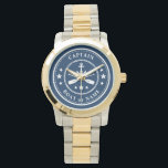 Nautische anker sterren kapitein bootnaam marine horloge<br><div class="desc">Een Nautical Ship Anchor and Oars - Paddles Plus Stars met Captain Rank of andere titel en Jouw naam of Bootnaam op een stijlvol polshorloge. Deze gepersonaliseerde Pocket Watch zal niet alleen tijd kosten, maar is ook een leuk gespreksonderwerp. Perfect voor Vaderdag, maar ook een geweldig cadeau voor elke gelegenheid....</div>
