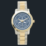 Nautische anker sterren kapitein bootnaam marine horloge<br><div class="desc">Een Nautical Ship Anchor and Oars - Paddles Plus Stars met Captain Rank of andere titel en Jouw naam of Bootnaam op een stijlvol polshorloge. Deze gepersonaliseerde Pocket Watch zal niet alleen tijd kosten, maar is ook een leuk gespreksonderwerp. Perfect voor Vaderdag, maar ook een geweldig cadeau voor elke gelegenheid....</div>