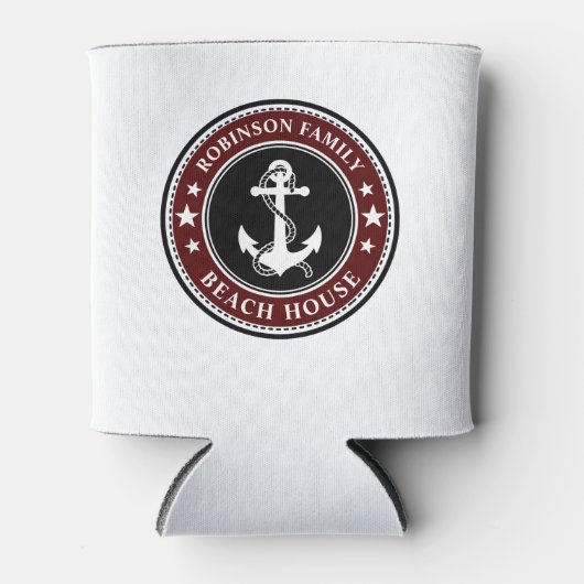 nautische anker sterren uw familie strand huis roo blikjeskoeler (Voorkant)