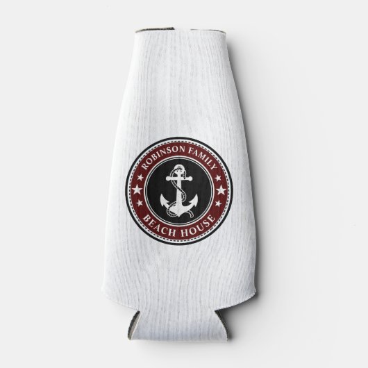 nautische anker sterren uw familie strand huis roo flesjeskoeler (Voorkant)