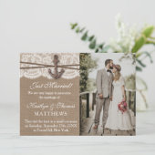 nautische anker strand bruiloft foto huwelijk aankondiging (Staand voorkant)