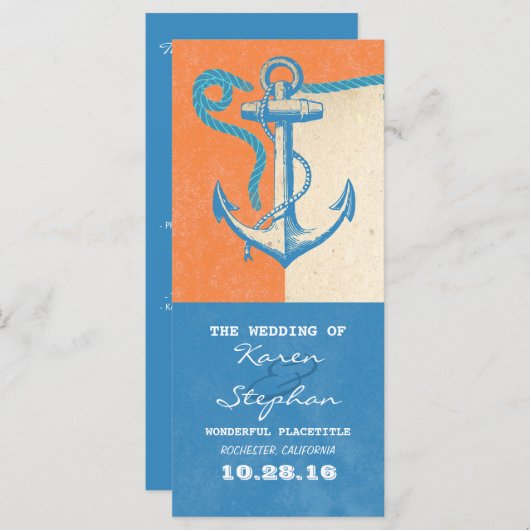 Nautische Anker Strand Wedding Programma's (Voorkant / Achterkant)