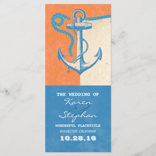 Nautische Anker Strand Wedding Programma's (Voorkant)