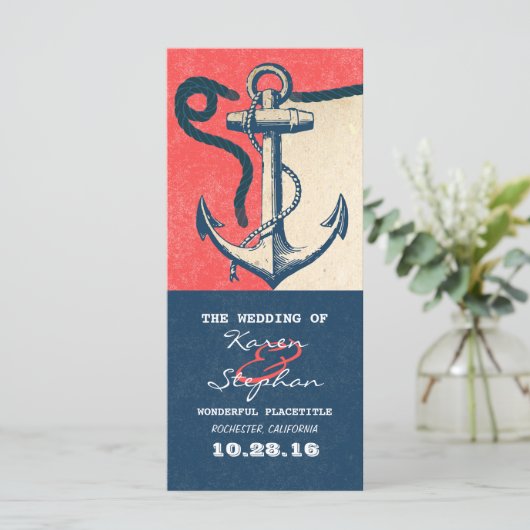 Nautische Anker Strand Wedding Programma's (Staand voorkant)