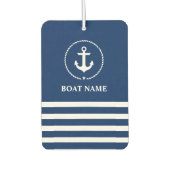 Nautische Anker Touw Gestreepte Boot Naam Blauw Luchtverfrisser (Voorkant)