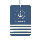 Nautische Anker Touw Gestreepte Boot Naam Blauw Luchtverfrisser (Achterkant)