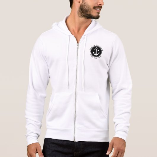 Nautische Anker Touw Zwart Aangepaste Kapitein Boo Hoodie (Voorkant)