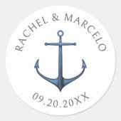Nautische Anker Trouwkamer Classic Ronde Sticker (Voorkant)