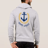 Nautische anker uw botnaam Gold Laurel Star Hoodie (Achterkant)