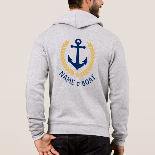 Nautische anker uw botnaam Gold Laurel Star Hoodie (Achterkant)